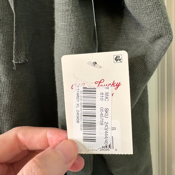 NWT Lucky Brand Hooded Lightweight Sweatshirt Green Cotton Stretch Size XL - Picture 6 of 15